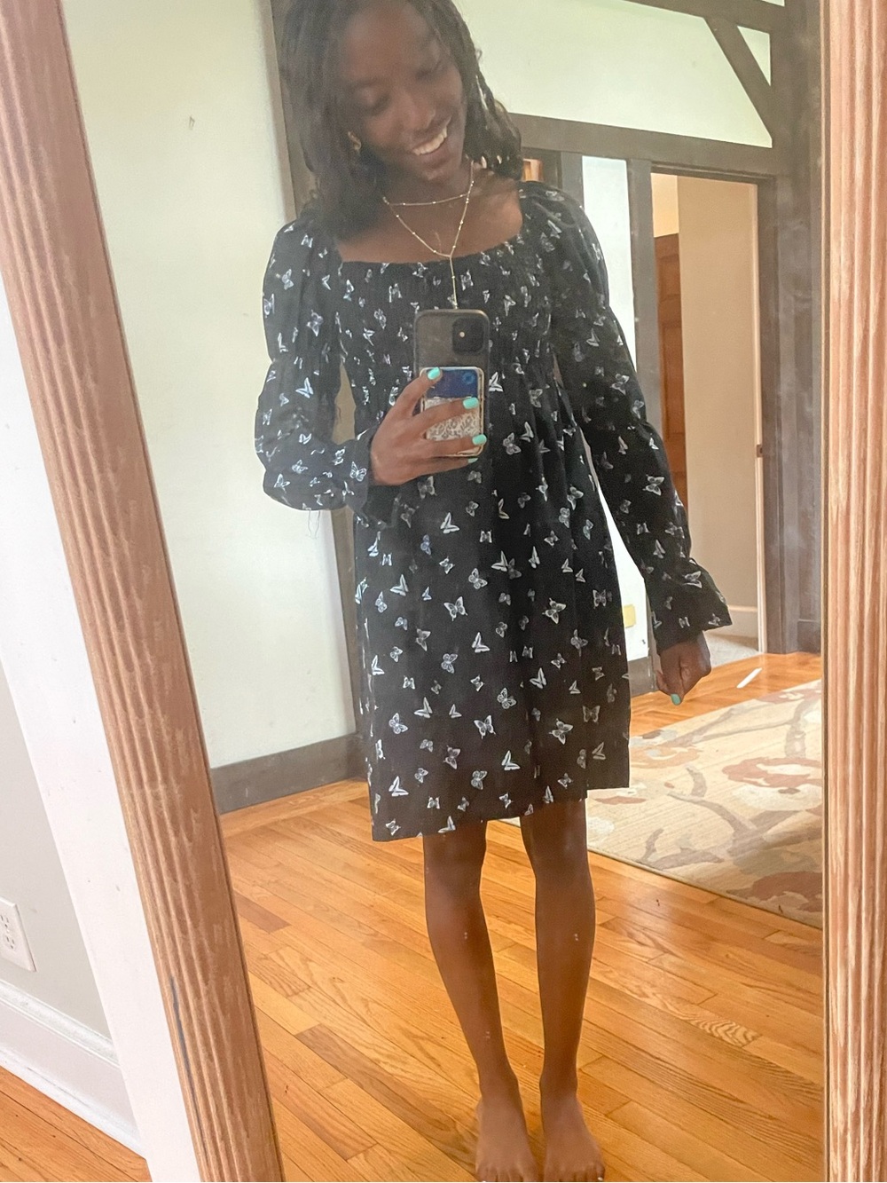 Target Black Floral Puff-Sleeve Mini Dress